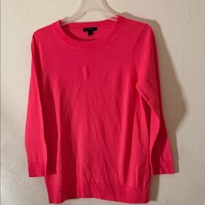 J. Crew Bright pink 100 percent merino wool  Crew Neck Sweater